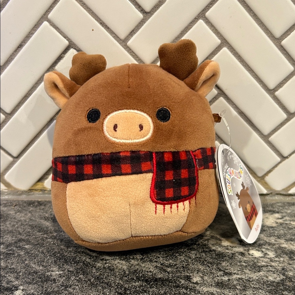 Squishmallows Brown and Red Reindeer Bag